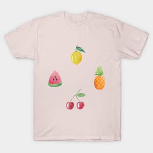 White watercolor fruit quad T-Shirt